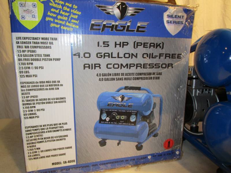 lot 56 image: Eagle Silent Series 4 Gallon Air Compressor