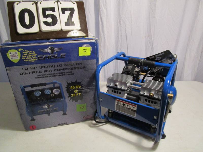 lot 57 image: Eagle Silent Series 1 hp Portable Air Compressor