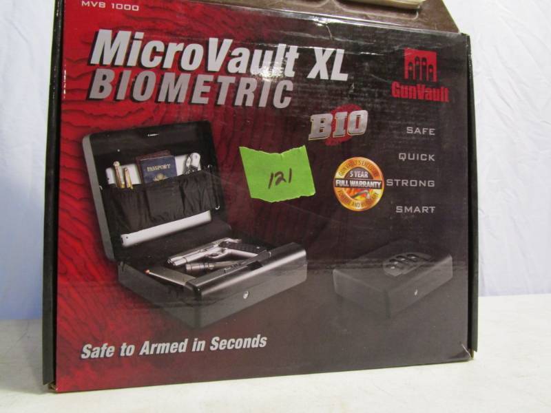 lot 121 image: GunVault MicroVault XL Portable Security Safe - Biometric