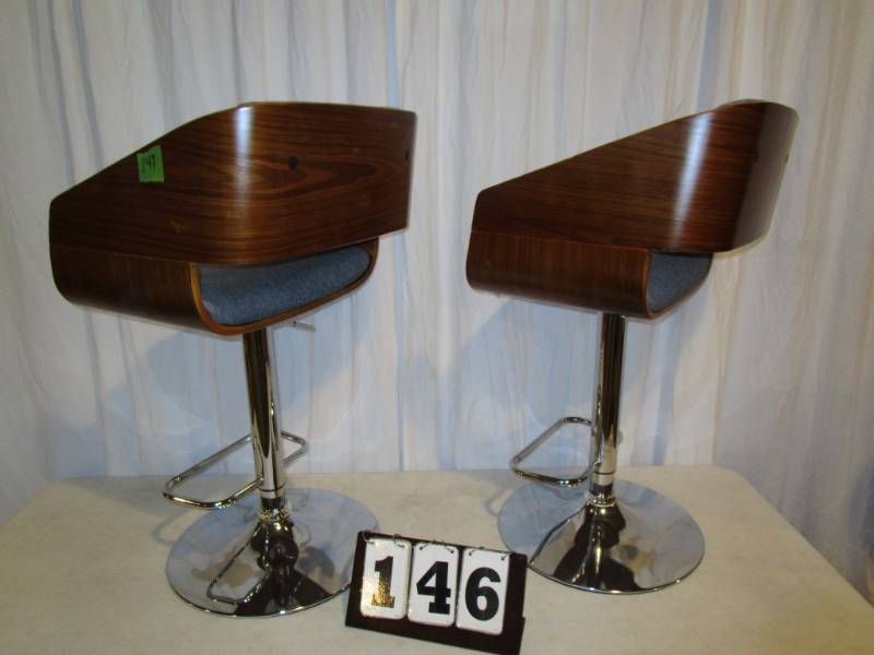 lot 146 image: Bent Wood Bar Stools - Charcoal
