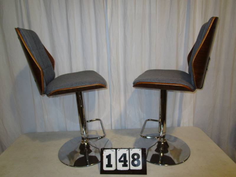 lot 148 image: Bent Wood Bar Stools - Grey