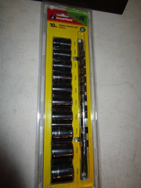 lot 158 image: Great Neck 10 Pc Impact Socket Set - Metric