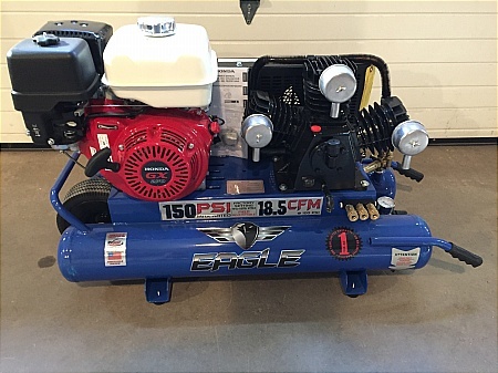 lot 65 image: Eagle Job Site Twin Tank 10 Gallon Air Compressor