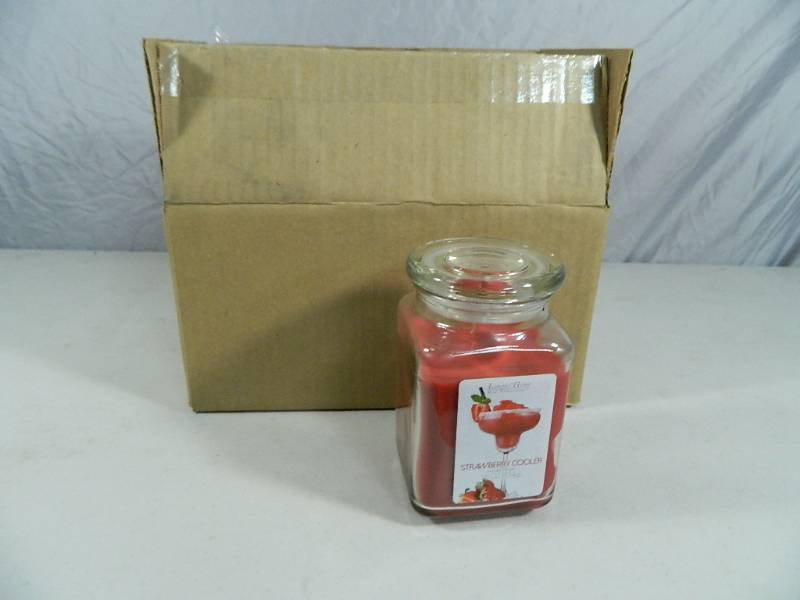 lot 19 image: Case of 6 New Strawberry Cooler Jar Candles