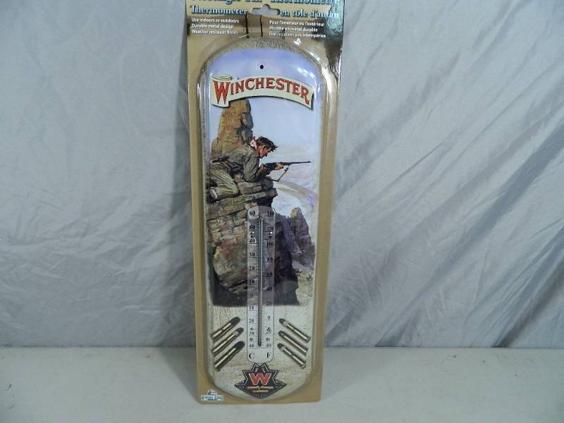 lot 25 image: New Winchester Tin Thermometer