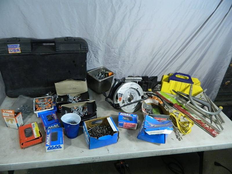 lot 110 image: Saw, Shop Supplies, and Hardware