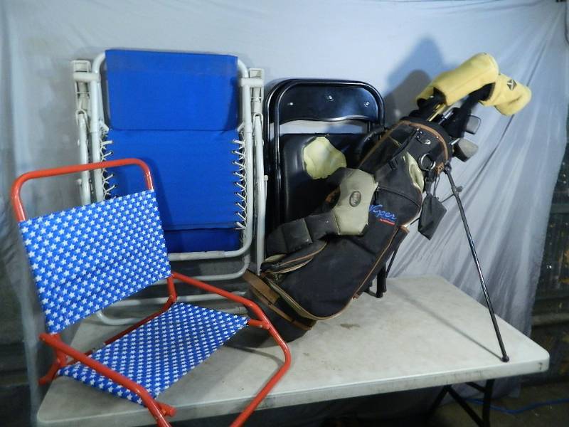 lot 141 image: Assorted Chairs and Golf Clubs