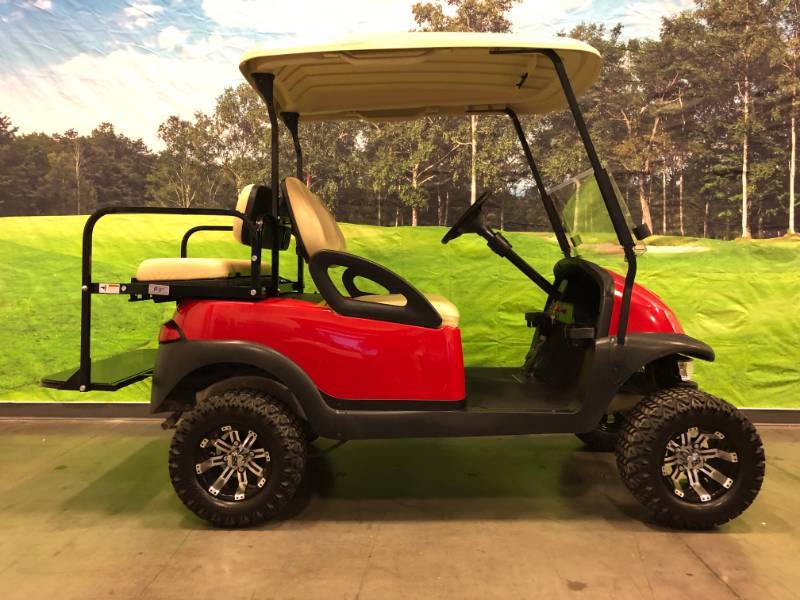 Red Lifted 4 Passenger Club Car Golf Cart wStreet Legal Package