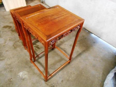 lot 5 image: EXQUISITE ROSEWOOD NESTING TABLES