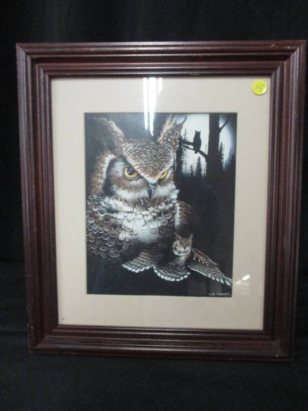 lot 142 image: Owl Picture by C. J. Conner 13 12 x 15 14