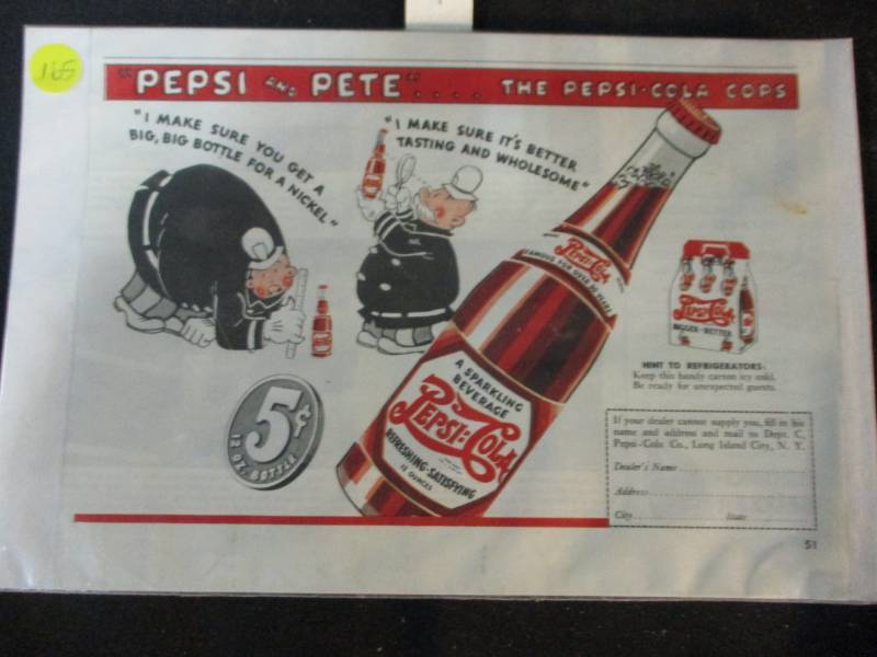 lot 165 image: Pepsi and Pete The Pepsi Cola Cops Ad Piece
