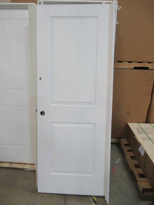 lot 371 image: JELD-WEN Cambridge Primed 2-Panel Square Hollow Core Molded Composite Slab Door (Actual 30-in x 80-in) LOWOLJW136700828