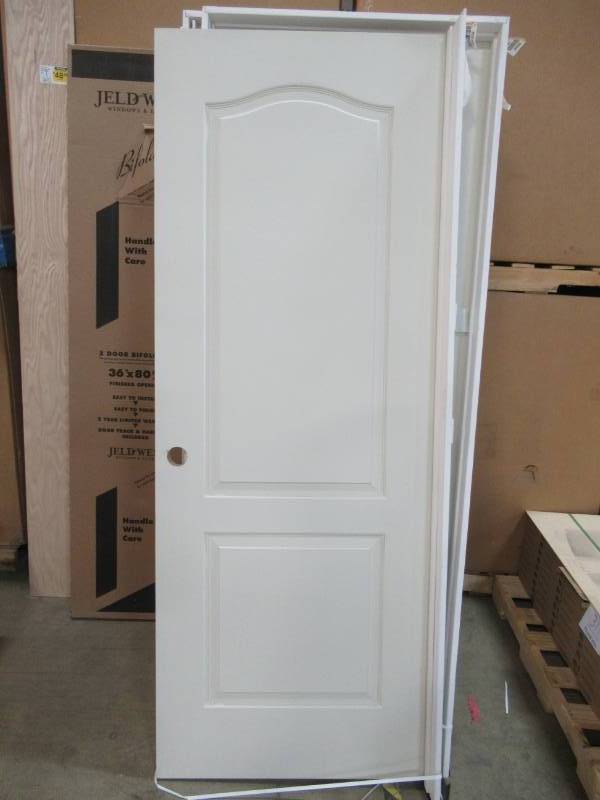 lot 374 image: Reliabilt Primed 2-Panel Round Top Hollow Core Molded Composite Slab Door (Actual 30-in x 80-in) 743379