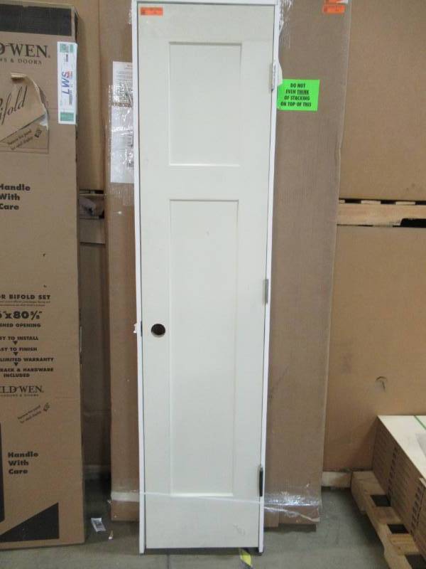 lot 379 image: Relabilt 18 in. x 80 in. Craftsman Primed Smooth Solid Core Molded Composite MDF Interior Door Slab