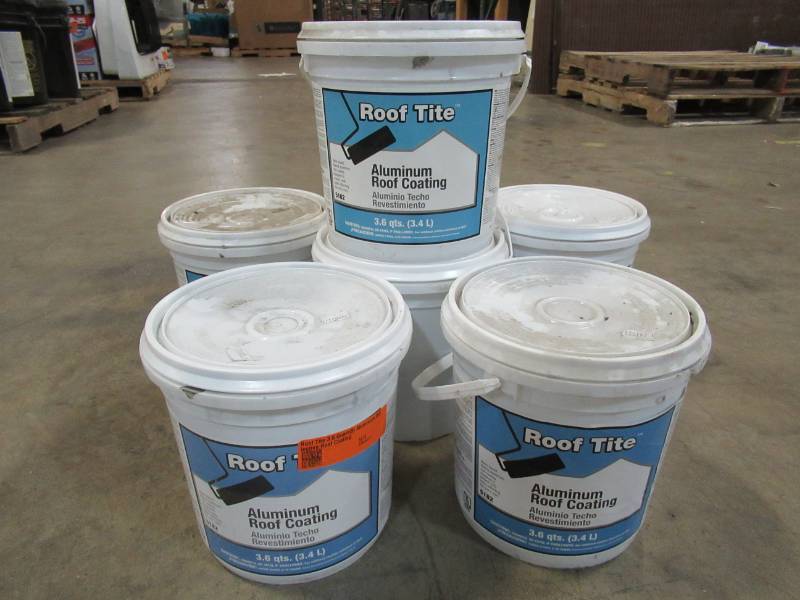 lot 392 image: Roof Tite 3.6 Quart(S) Aluminum Reflective Roof Coating, 5182-A-20. 7 Containers