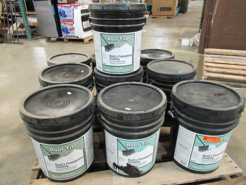 lot 394 image: Roof Tite 4.75-Gallon Waterproofer Roof Sealant 6193-9-30 - 10 Containers.