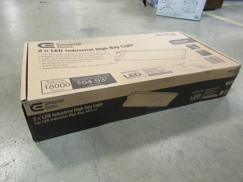 lot 404 image: Commercial Electric 2 ft. Linear White Integrated LED High Bay Warehouse Light with 18000 Lumens 5000k and Dimmable