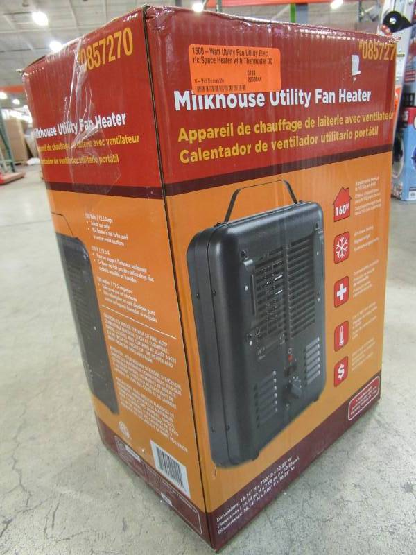 lot 409 image: Milkhouse Utility 1500-Watt Utility Fan Utility Electric Space Heater with Thermostat, DQ1711
