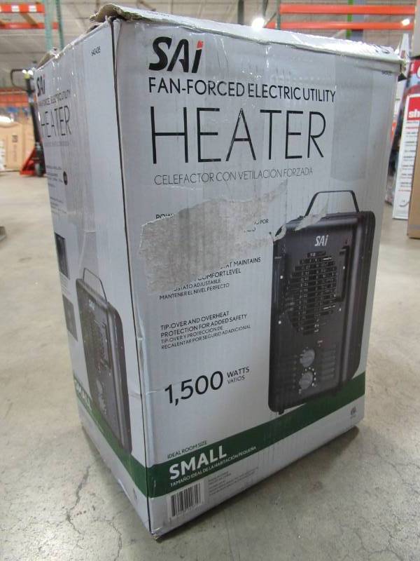 lot 410 image: Sai 1,500-Walt Utility Milkhouse Fan-Forced Portable Heater with Thermostat, DQ1409