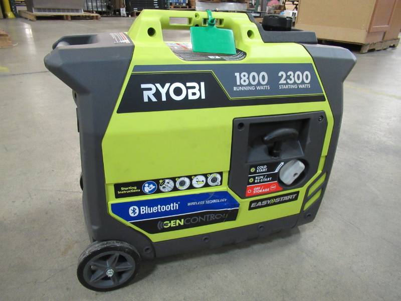 lot 4 image: Ryobi Bluetooth 2,300-Watt Super Quiet Gasoline Powered Digital Inverter Generator RYI2300BTA