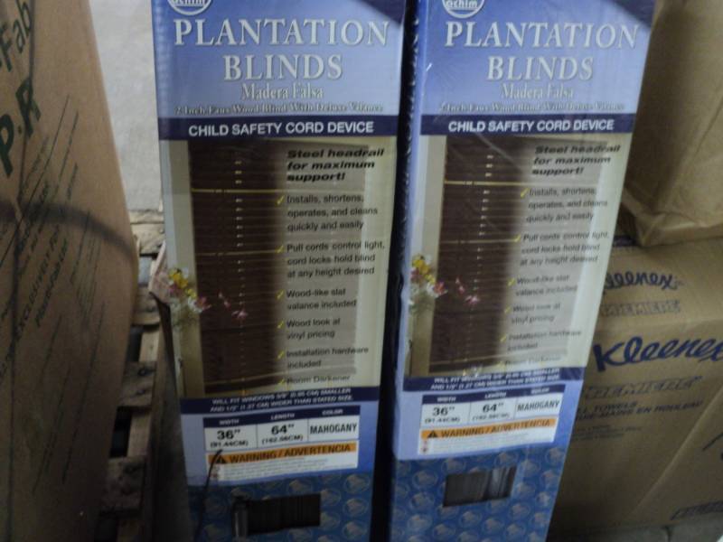 lot 126 image: Custom Cut Blinds  Mahogany Planta...