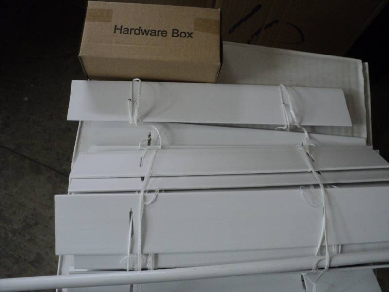lot 129 image: Custom Cut Blinds  White 14 wide...