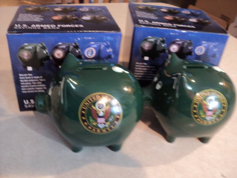 lot 178 image: 2 New US Army Piggy Banks...