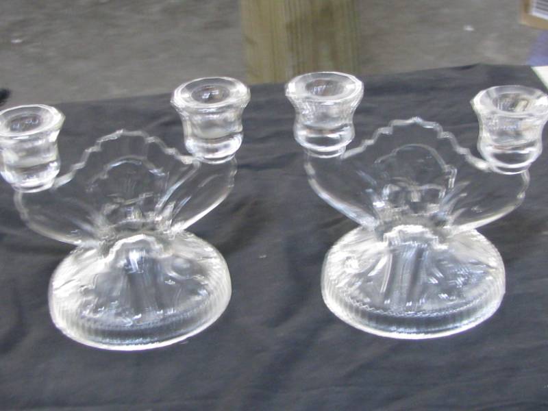 lot 31 image: Pressed Glass Candle Holders