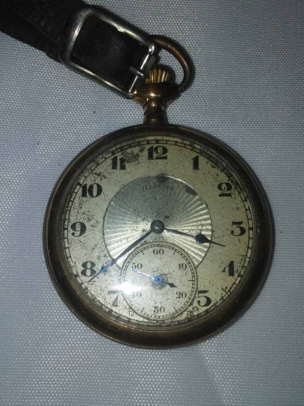 lot 97 image: Antique pocket watch  Gold tone color, Illinois.