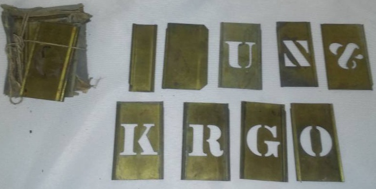 lot 99 image: Antique metal stencil plates - many, printing press, stencils.