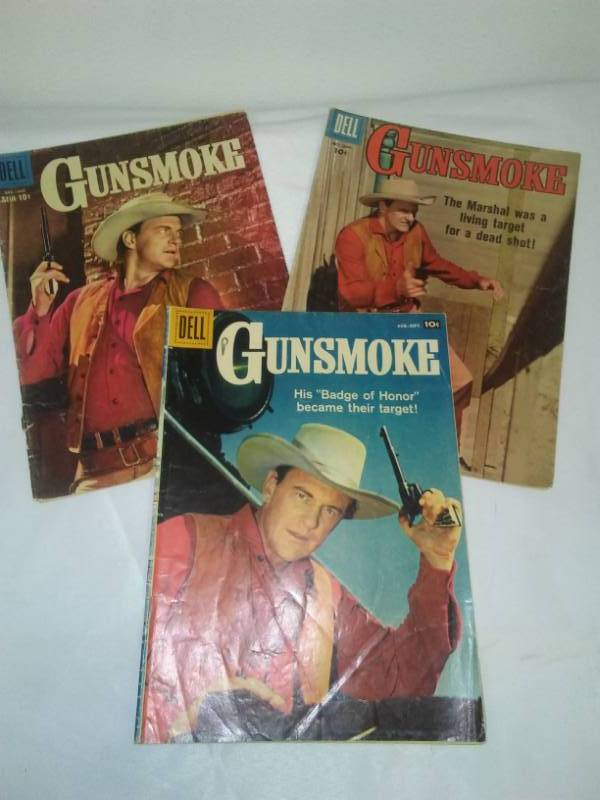 lot 244 image: 3 Gunsmoke comics issues 10, 11, 12 1958