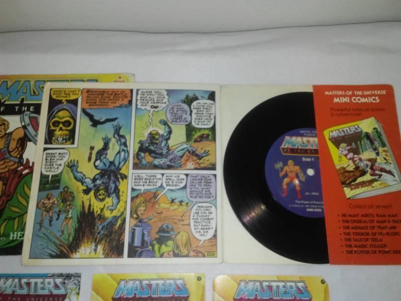 lot 253 image: 2 Masters of the Universe book with record