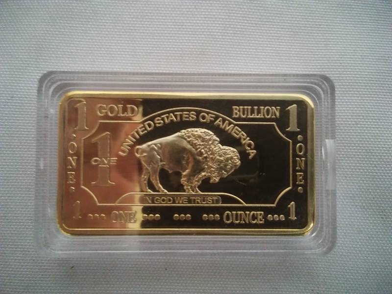 lot 236 image: NDSU Bison one troy ounce gold plated 100 Mills .999 fine gold USA.