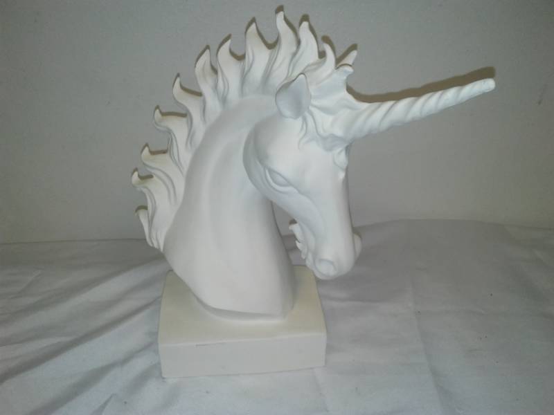 lot 306 image: Ceramic unicorn - paint your own, 12.5 inches greenware - paint and then bake.