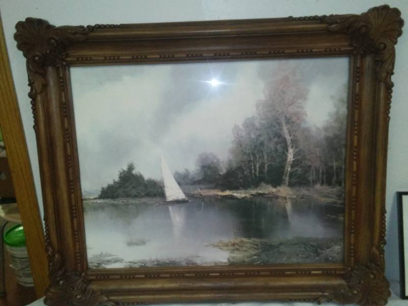 lot 324 image: Sail boating in the bay 35 x 29. S