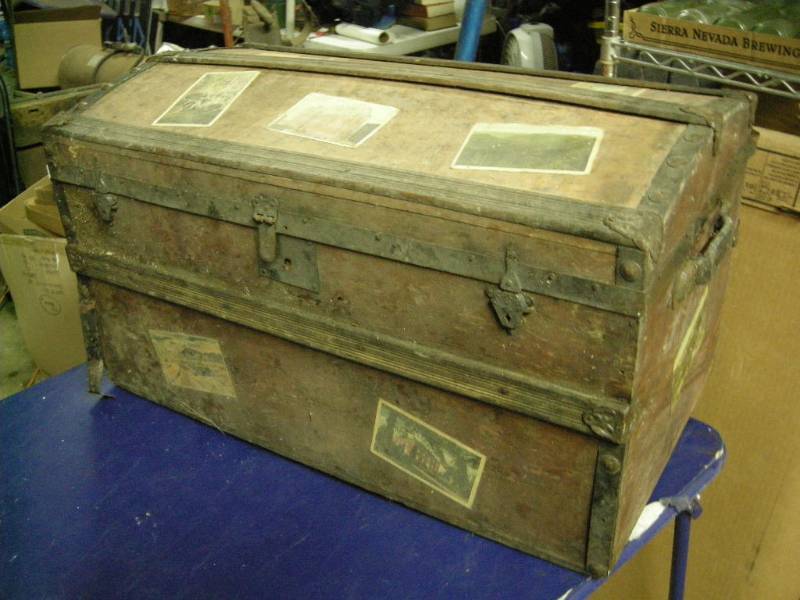 lot 35 image: Antique Travel Trunk