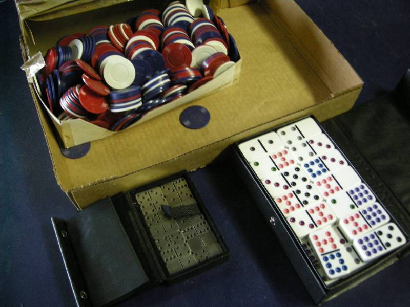 lot 65 image: Poker Chips, Stainless Dominoes