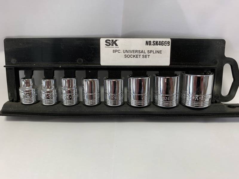 lot 3 image: SK Tools SAE 8pc Universal Spline Made in USA Socket Set