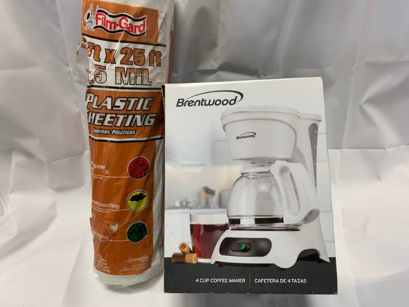 lot 23 image: 25 Plastic Sheeting & 4 Cup Coffee Maker