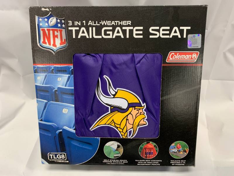 lot 29 image: 3 in 1 Minnesota Vikings Seat, Poncho, Cushion