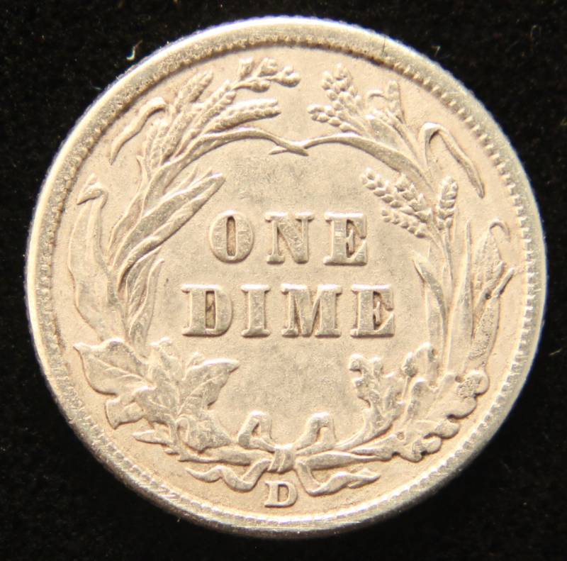 1911-D BARBER SILVER DIME AU