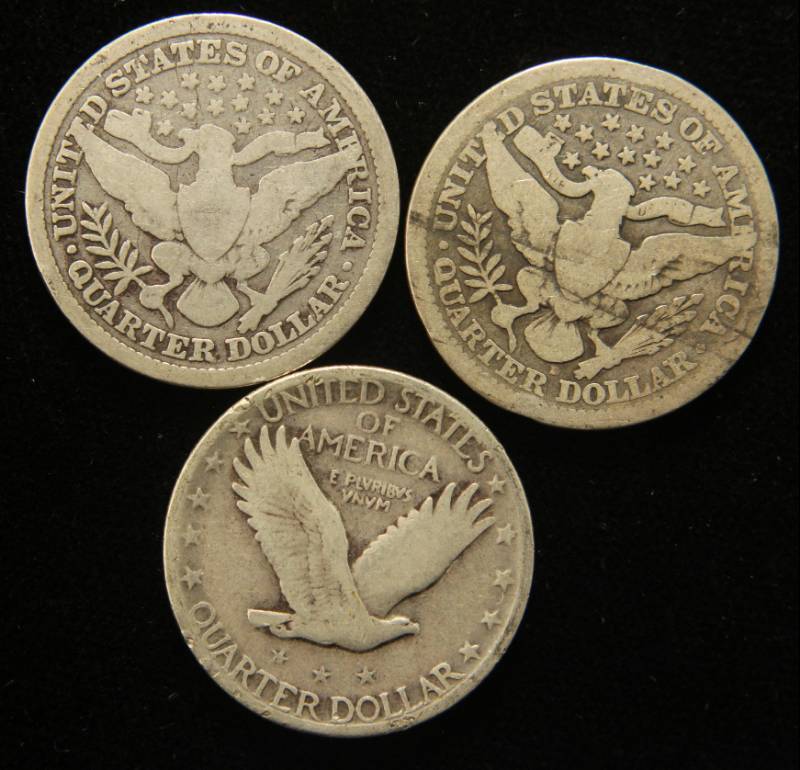3 SILVER QUARTERS 1899 1916-D BARBER & 1930 STANDING LIBERTY