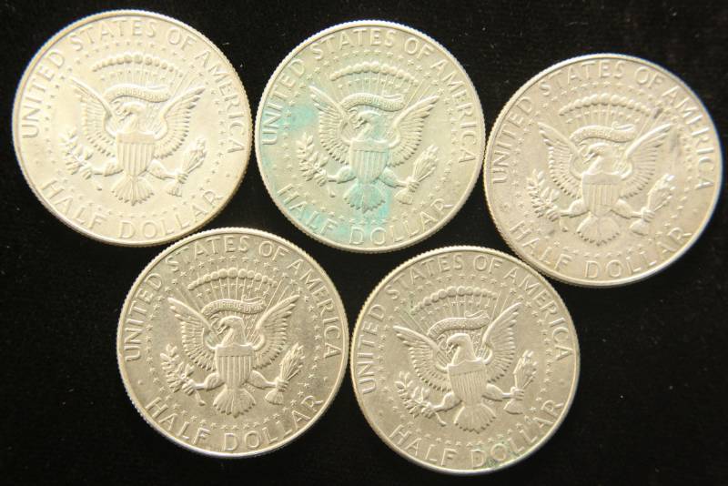 GROUP OF 5 KENNEDY 40% SILVER HALF DOLLARS