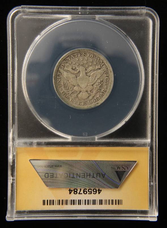 1915-S BARBER SILVER QUARTER VG8 ANACS