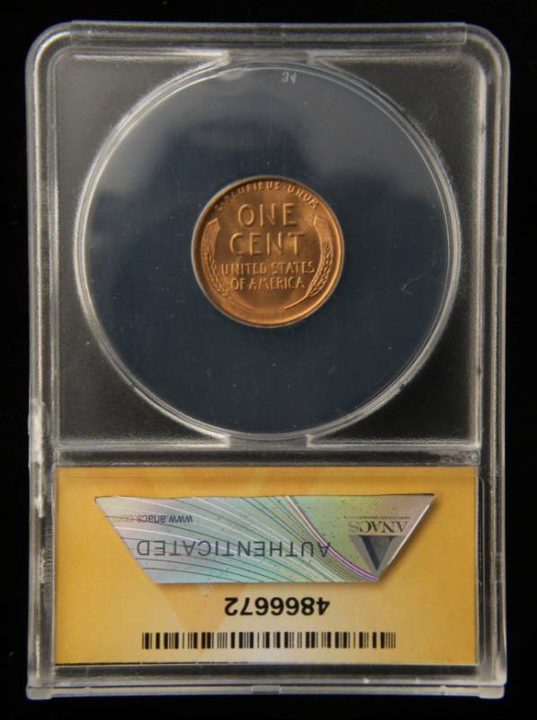 1937-D US WHEAT CENT MS64RED ANACS