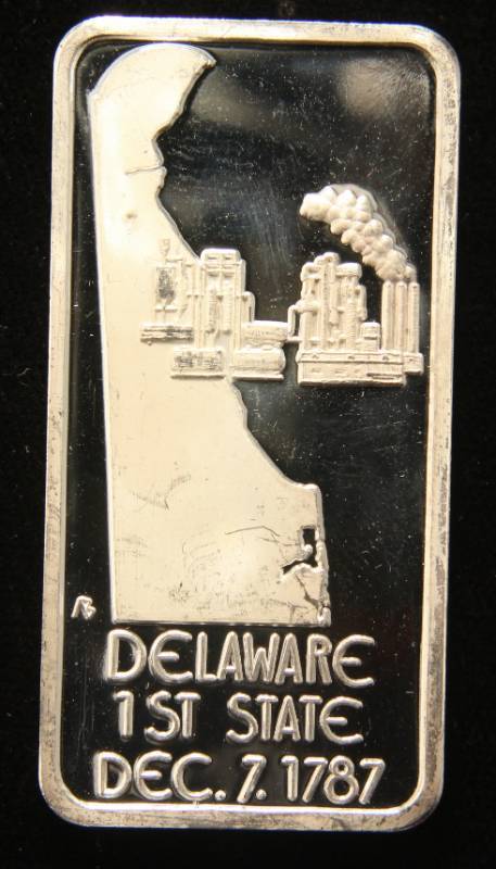 1 TROY OZ. .999 FINE SILVER BAR 50 STATES SERIES DELAWARE