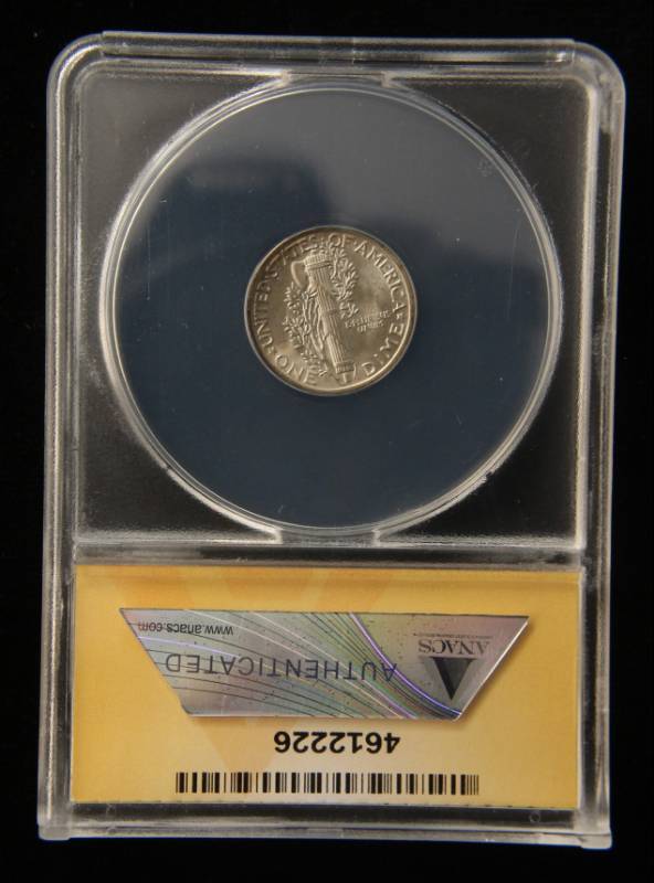 1945 MERCURY SILVER DIME MS67 ANACS HIGH GRADE COIN