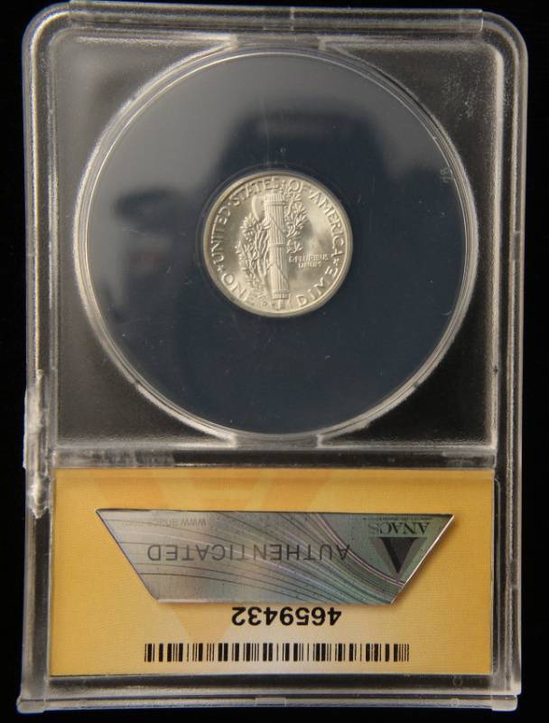 1945-D MERCURY SILVER DIME MS67 ANACS HIGH GRADE COIN