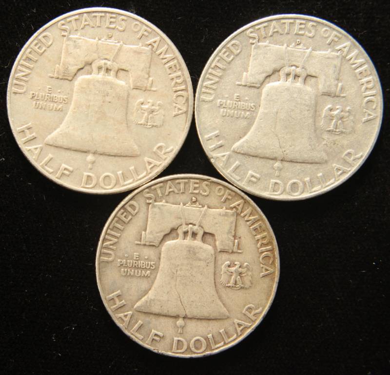 3 SILVER FRANKLIN HALF DOLLARS