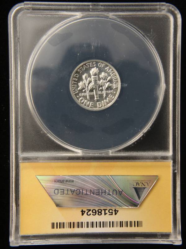 1957 PROOF ROOSEVELT SILVER DIME PF66 ANACS